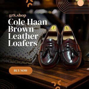 Cole Haan Men’s Brown Leather Loafers – Size 9 Slip-On Dress Shoes